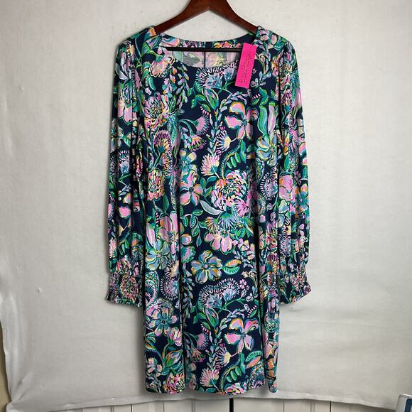 Lilly Pulitzer Diann Long Sleeve Dress High Tide Navy Shes Got Sol XXL NWT - Picture 2 of 11
